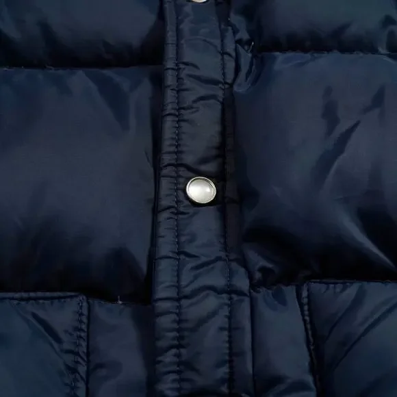 Vintage Woolrich Down Puffer Vest Suede Yoke Navy Brown Men’s Medium - Picture 10 of 11